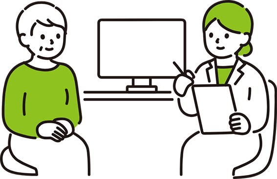 医師と患者さんが協力して診療にあたるイラスト