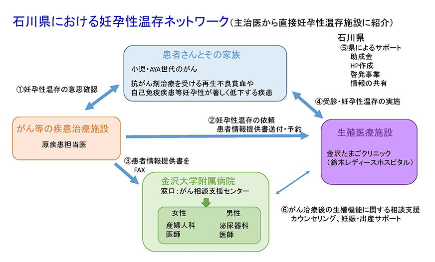 石川県における妊孕性温存ネットワーク（主治医から直接妊孕性温存施設に紹介）